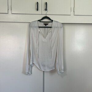 Banana Republic White Relaxed Tie Front Blouse